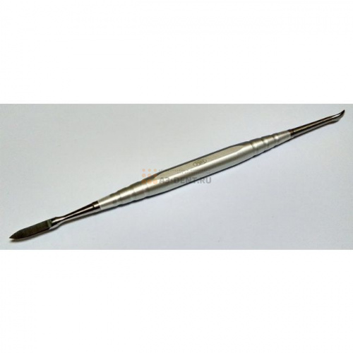 Резчик 07303 моделировочный зуботехнический двусторонний для работы с воском, ручка длиной 95 мм серебристая с рабочими частями AT1 A3, Evan B1 фото 2