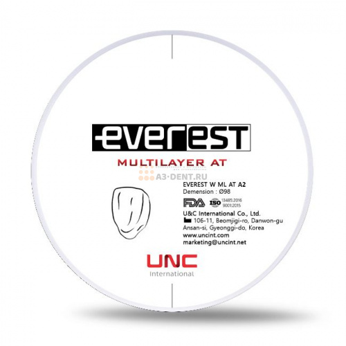 Диск циркониевый Everest Multilayer AT, размер 98х14 мм, цвет A2, многослойный