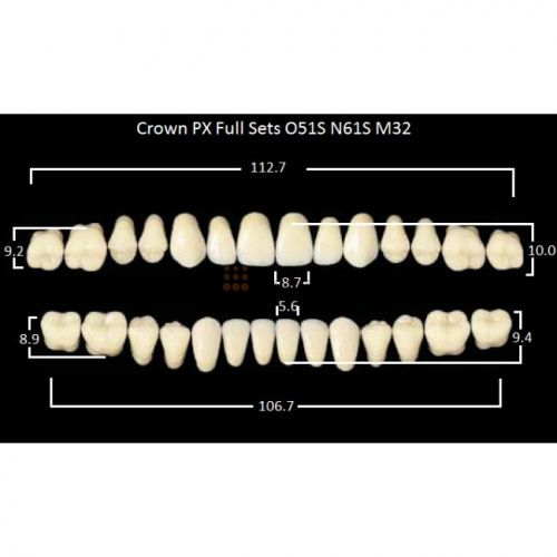 Зубы PX CROWN / EFUCERA, цвет D3, фасон O51S/N61S/32, полный гарнитур, 28шт. фото 2