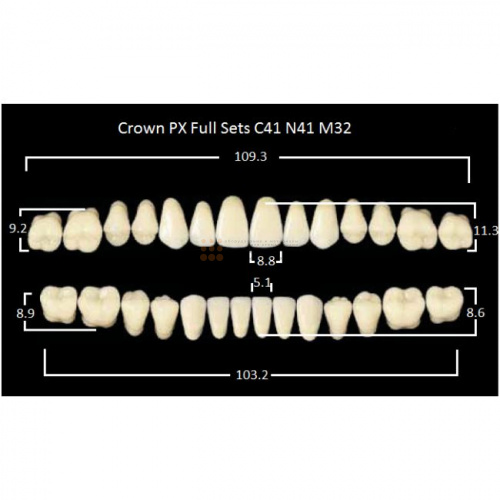 Зубы PX CROWN / EFUCERA, цвет C3, фасон C41/N41/32, полный гарнитур, 28шт. фото 2