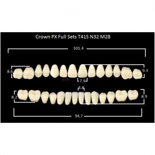 Зубы PX CROWN / EFUCERA, цвет B2, фасон T41S/N42/28, полный гарнитур, 28шт. фото 2