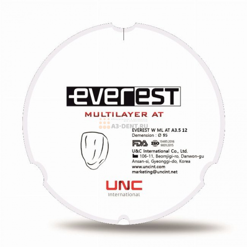 Диск циркониевый Everest Multilayer AT, размер 95х12 мм, цвет A3.5, многослойный