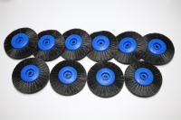 Щётка для шлифмотора натуральная чёрная жёсткая, 4-х рядная, диам 80мм (синий пластик), 10шт