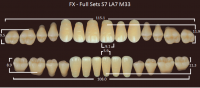 FX зубы акриловые двухслойные, полный гарнитур (28 шт.) на планке, B2, S7/LA7/M33