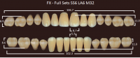 FX зубы акриловые двухслойные, полный гарнитур (28 шт.) на планке, C1, SS6/LA6/M32