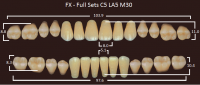 FX зубы акриловые двухслойные, полный гарнитур (28 шт.) на планке, C2, C5/LA5/M30