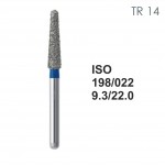Бор алмазный MANI TR-14 по ISO 198, конус,022х9,3х22,0мм,макс.скорость 300 тыс.об,зерн.S,5шт