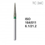 Бор алмазный MANI TC-26C по ISO 164, конус,011х6,1х21,2мм,макс.скорость 300 тыс.об,зерн.C,5шт