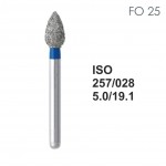 Бор алмазный MANI FO-25 по ISO 257, почка,028х5,0х19,1мм,макс.скорость 160 тыс.об,зерн.S,5шт