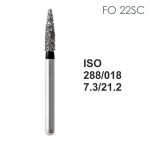 Бор алмазный MANI FO-22SC по ISO 288, пламя,018х7,3х21,2мм,макс.скорость 300 тыс.об,зерн.SC,5шт