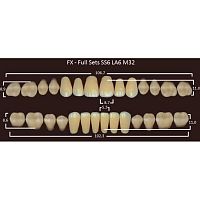 FX зубы акриловые двухслойные, полный гарнитур (28 шт.) на планке, D2, SS6/LA6/M32