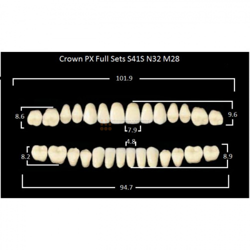 Зубы PX CROWN / EFUCERA, цвет C3, фасон S41S/N32/28, полный гарнитур, 28шт. фото 2